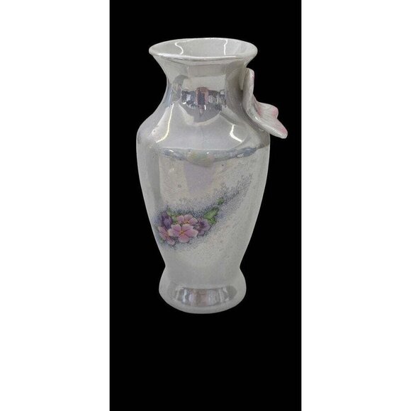 Opalescent Glaze Porcelain Vases 1970s Butterfly Carnival Glaze Ceramic Petite - Picture 5 of 11